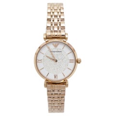 Emporio Armani White Crystal Pave Gold PVD Coated Stainless Steel Glitz AR11244