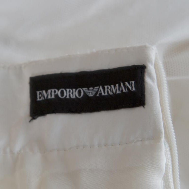 Emporio Armani White Draped Tulle Strapless Dress M For Sale at 1stDibs