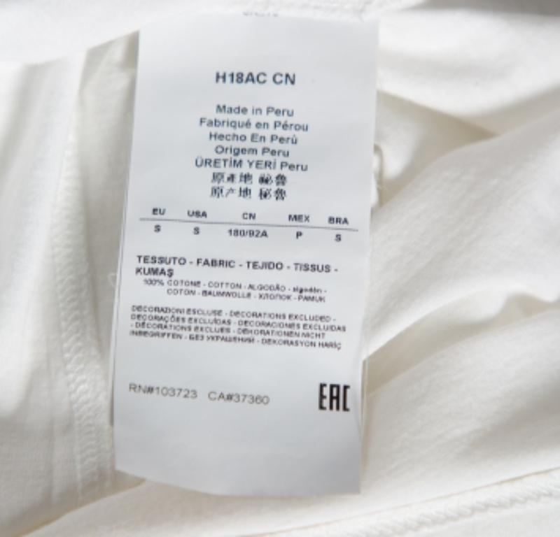 Gris Emporio Armani - T-shirt col V en coton brodé de logo blanc S