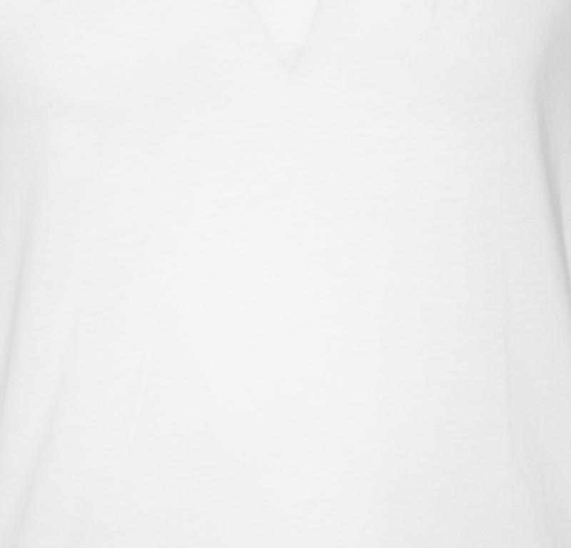  Emporio Armani - T-shirt col V en coton brodé de logo blanc S Pour hommes 