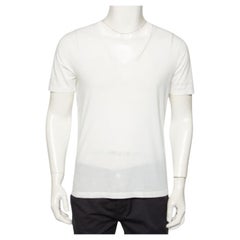 Emporio ARMANI Camiseta blanca de algodón con logo bordado y cuello en V S