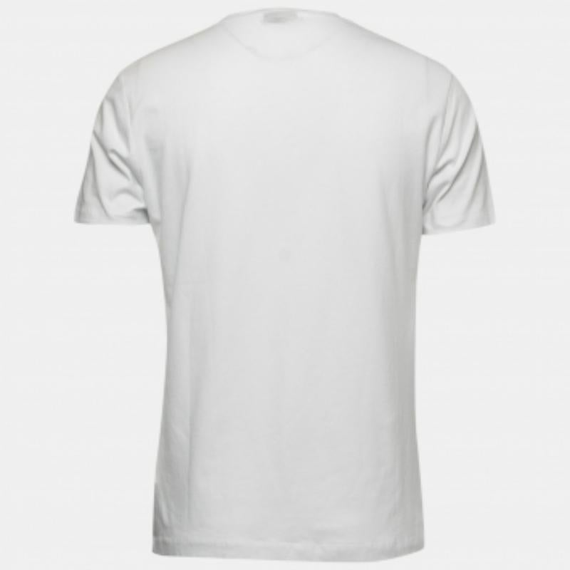 De las mujeres Emporio ARMANI Camiseta cuello redondo de algodón con logotipo blanco XL