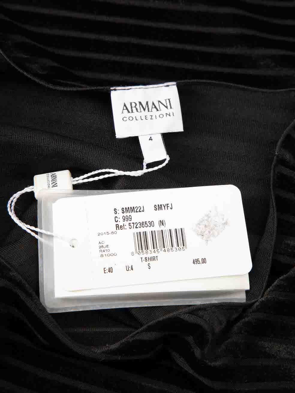 Emporio Armani Women's Armani Collezioni Black Velvet Striped T-Shirt 1