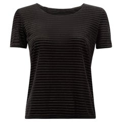 Emporio Armani Women's Armani Collezioni Black Velvet Striped T-Shirt