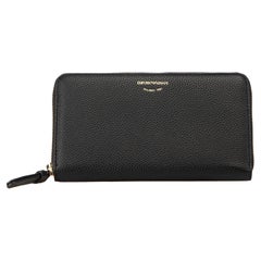 Portafoglio continentale in pelle nera Emporio Armani Donna