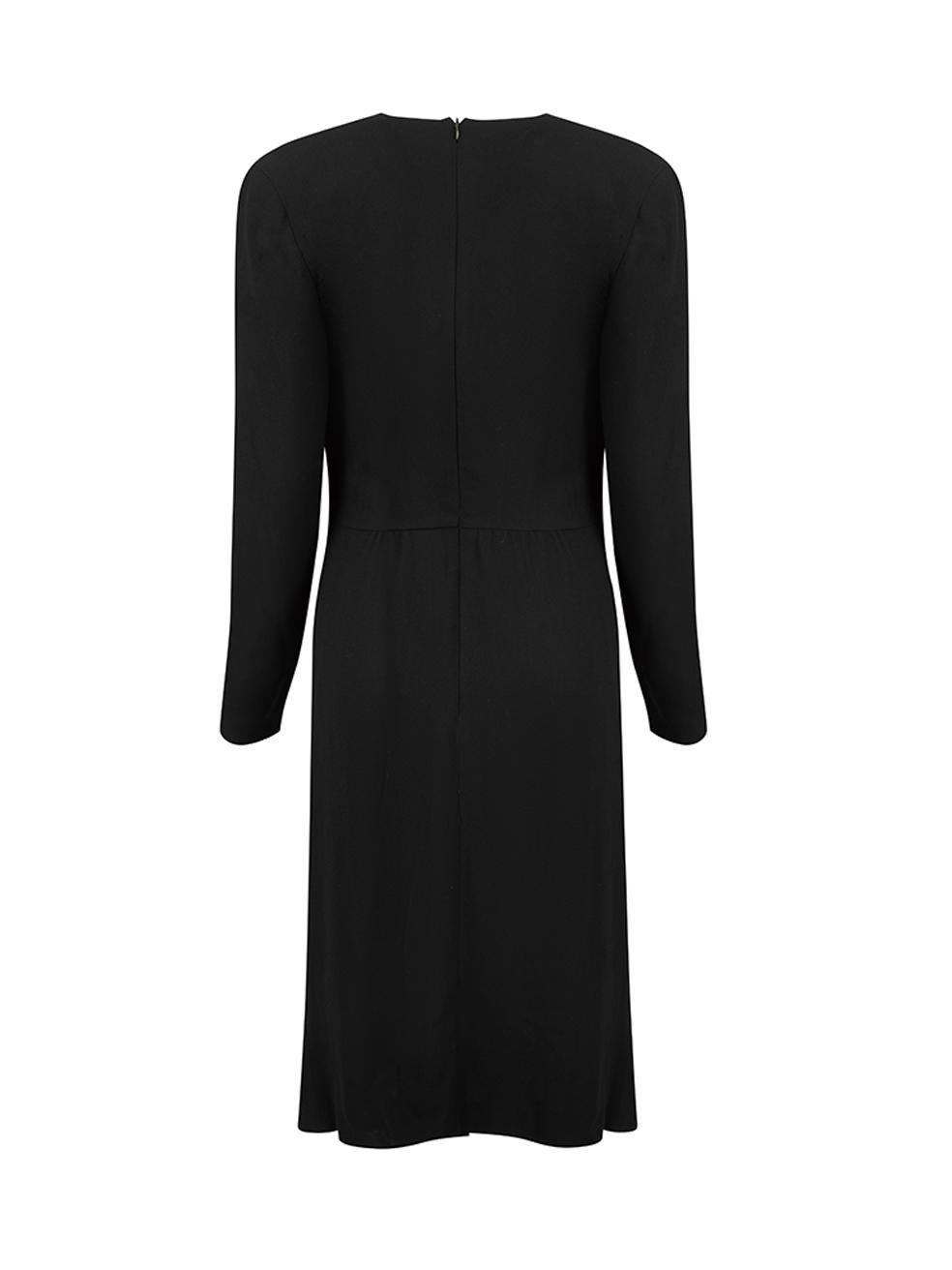 Emporio Armani Women's Black Wrap Ruched Knee Length Dress In Excellent Condition In London, GB