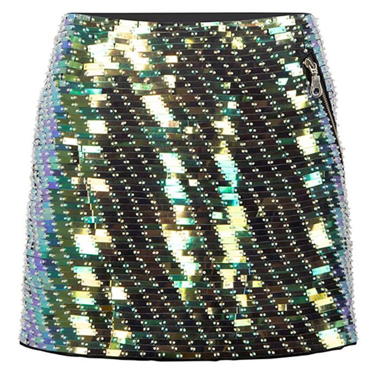 Emporio Armani Women
s Green Sequin Embellished Micro Mini Skirt