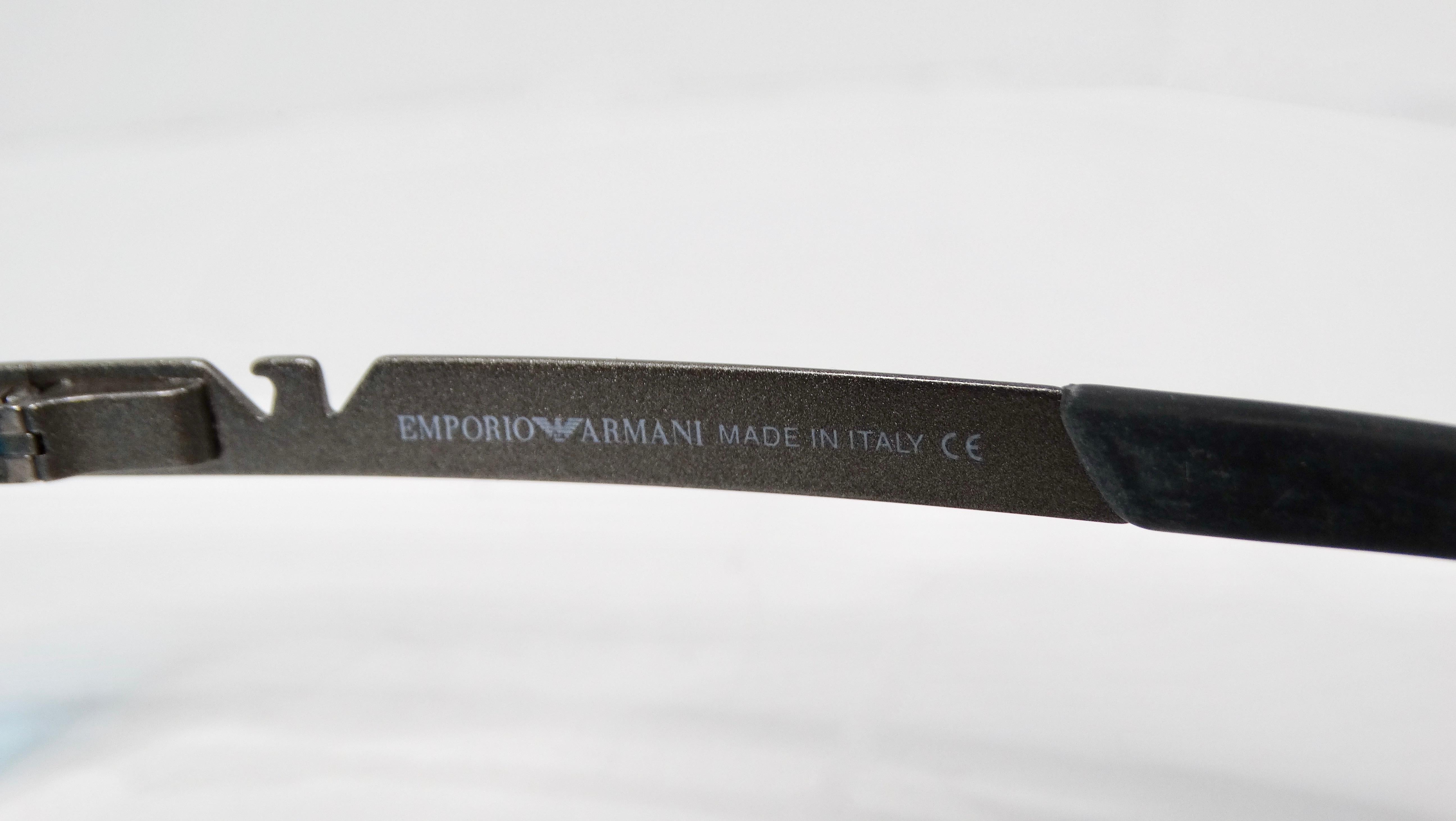 Emporio Armani Y2K 203-S Skinny Blue Tinted Lens Metal Frame Sunglasses For Sale 2