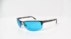 Emporio Armani Y2K 209-S Occhiali da sole con montatura in metallo e lenti colorate blu