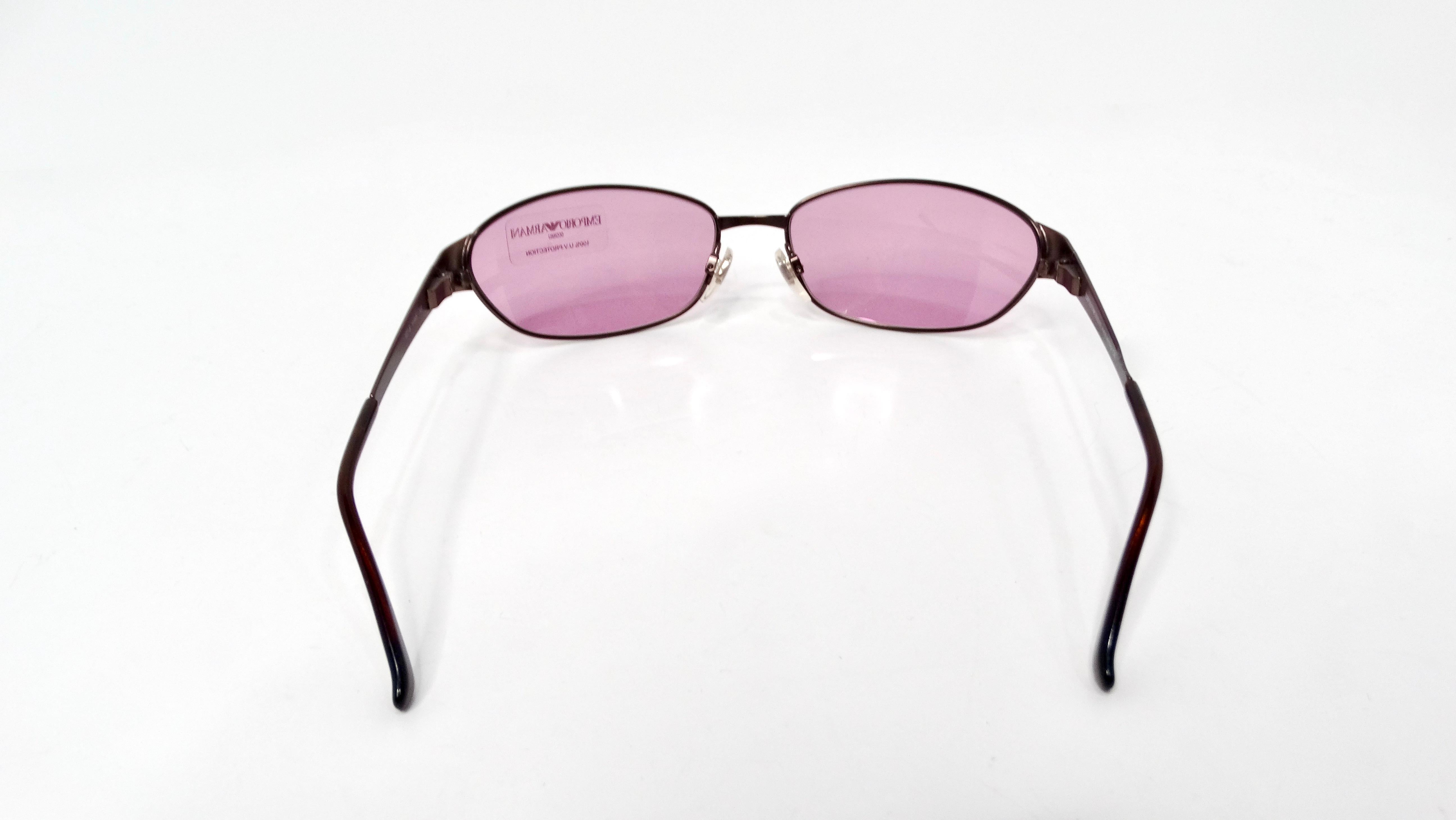 Emporio Armani Y2K Purple Tinted Lens Sunglasses For Sale 2