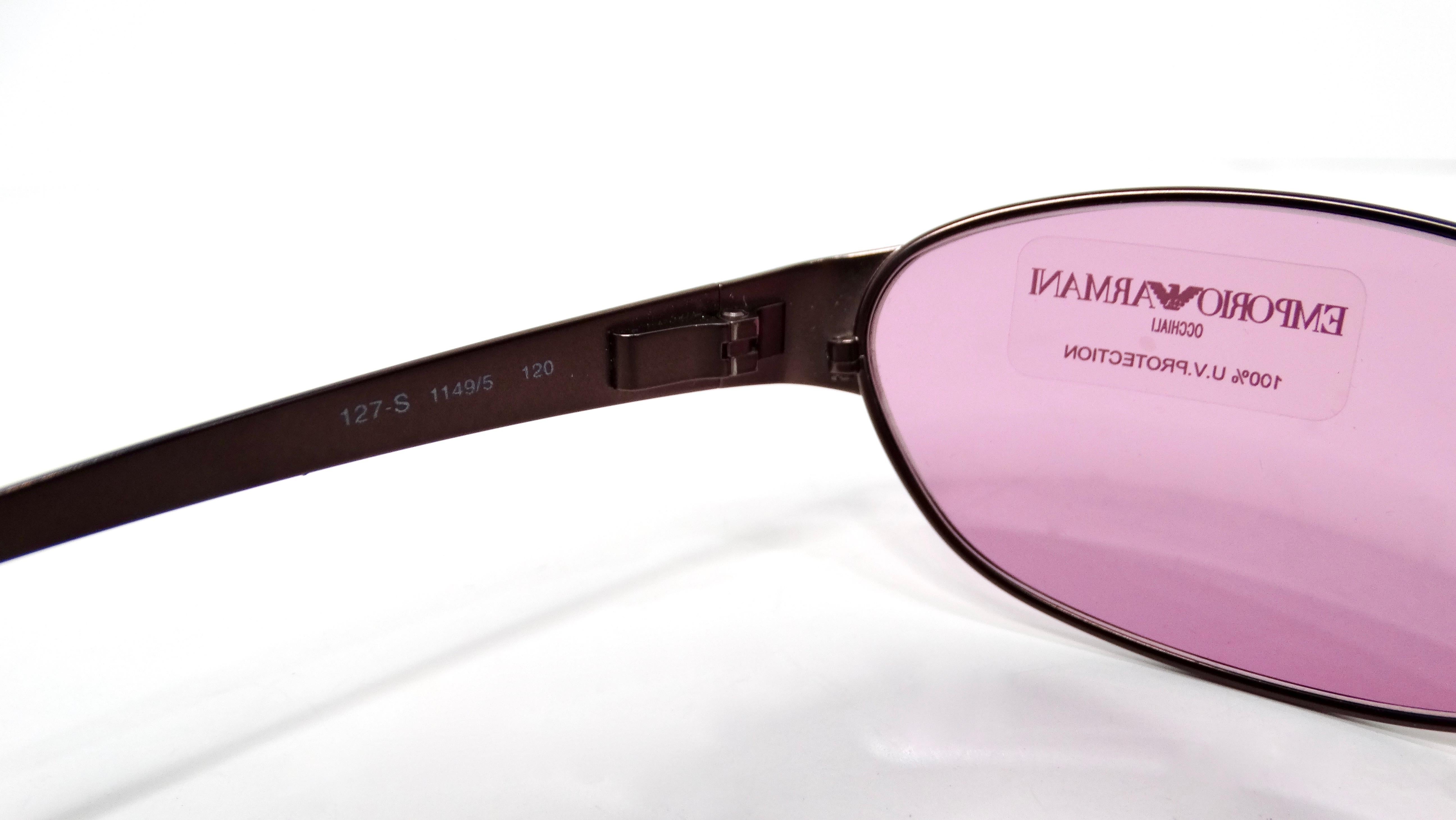 Emporio Armani Y2K Purple Tinted Lens Sunglasses For Sale 3