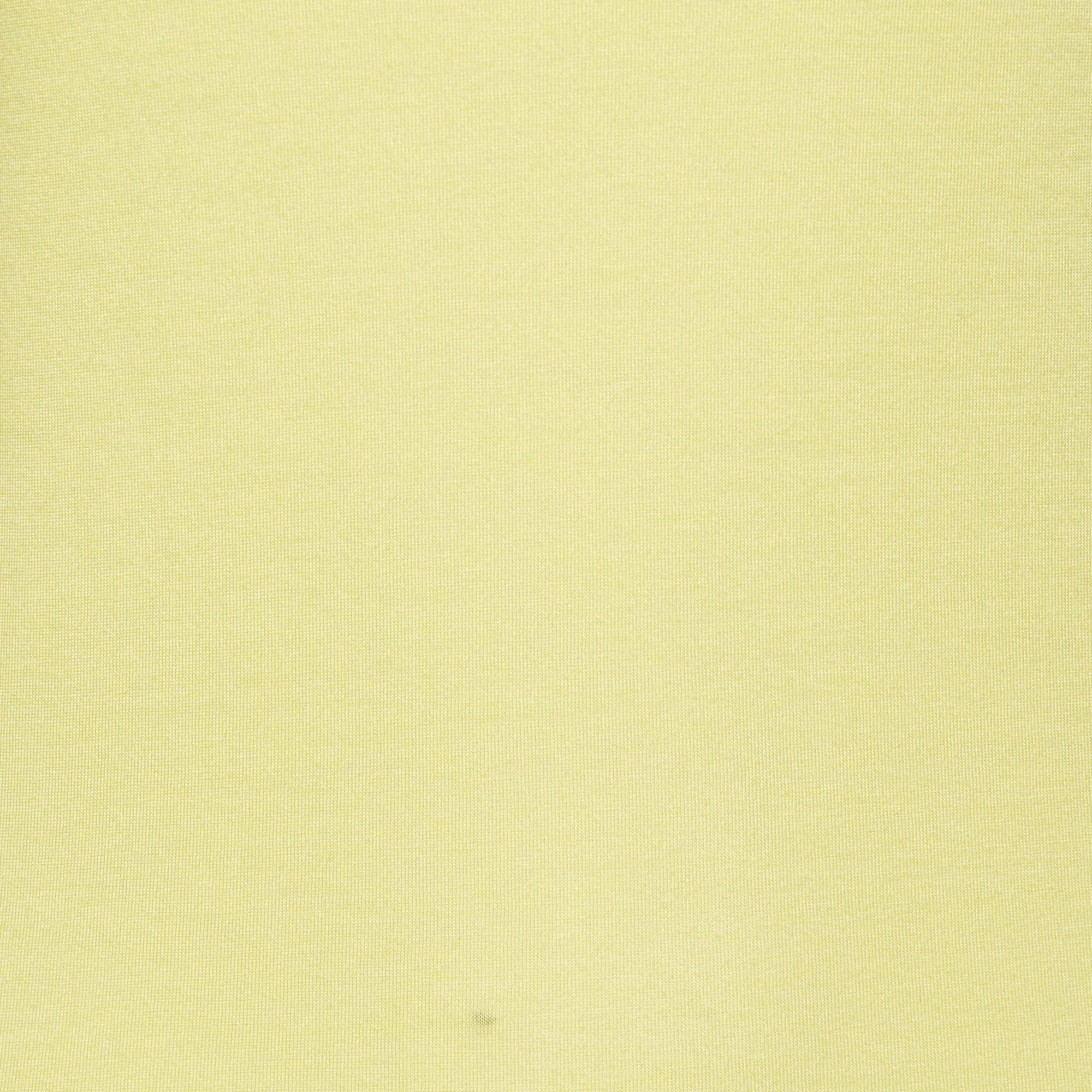 Emporio Armani Yellow Cotton & Modal Embellished Neck Detail T-Shirt M For Sale 1