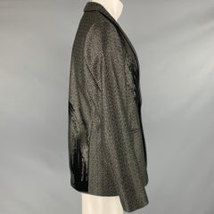EMPORIO Size 42 Grey Black Woven Shawl Collar Sport Coat