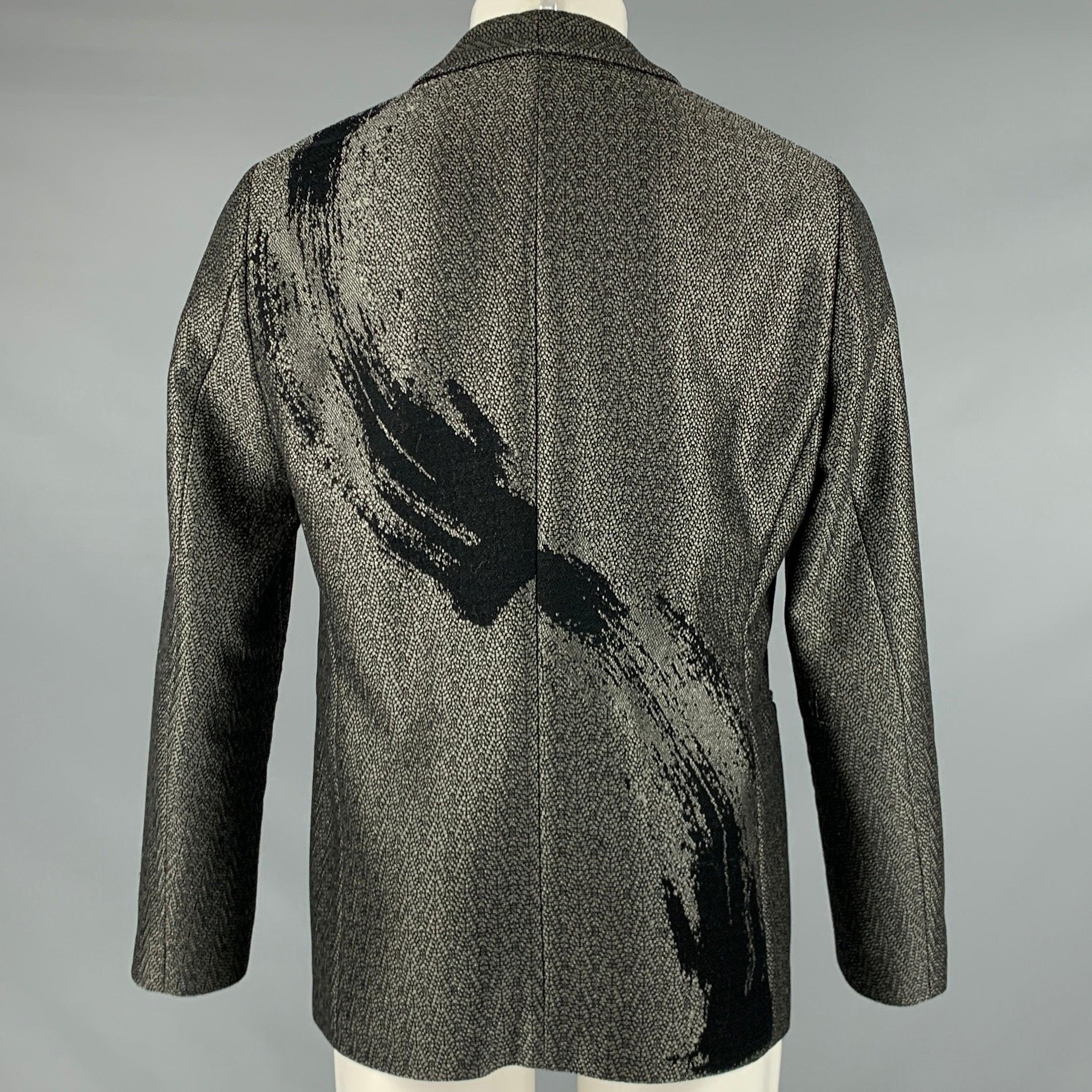 EMPORIO Taille 42 Manteau de sport à col châle gris noir tissé Bon état - En vente à San Francisco, CA