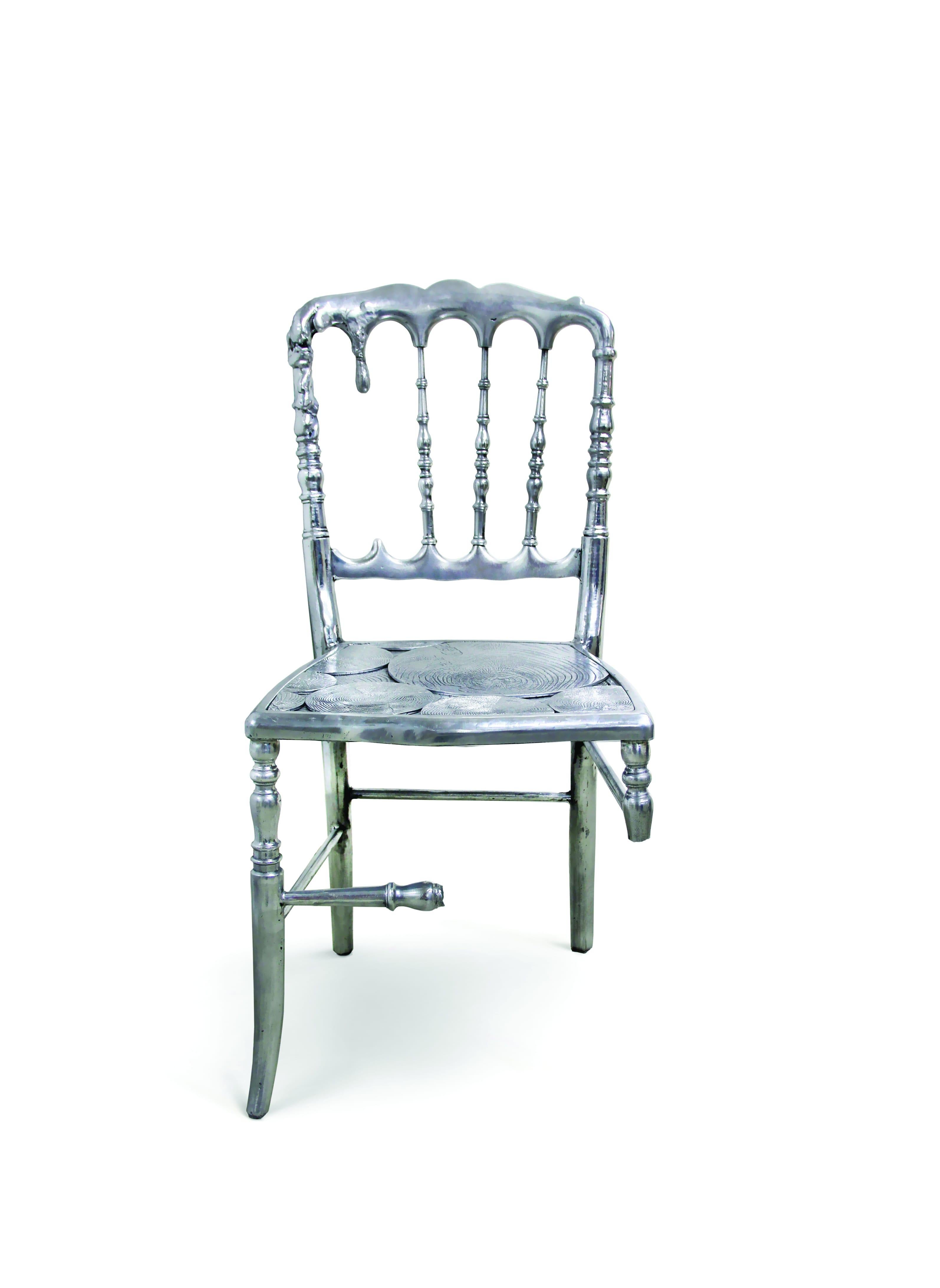 Modern Emporium Dining Chair with Three in Polished Aluminum For Sale