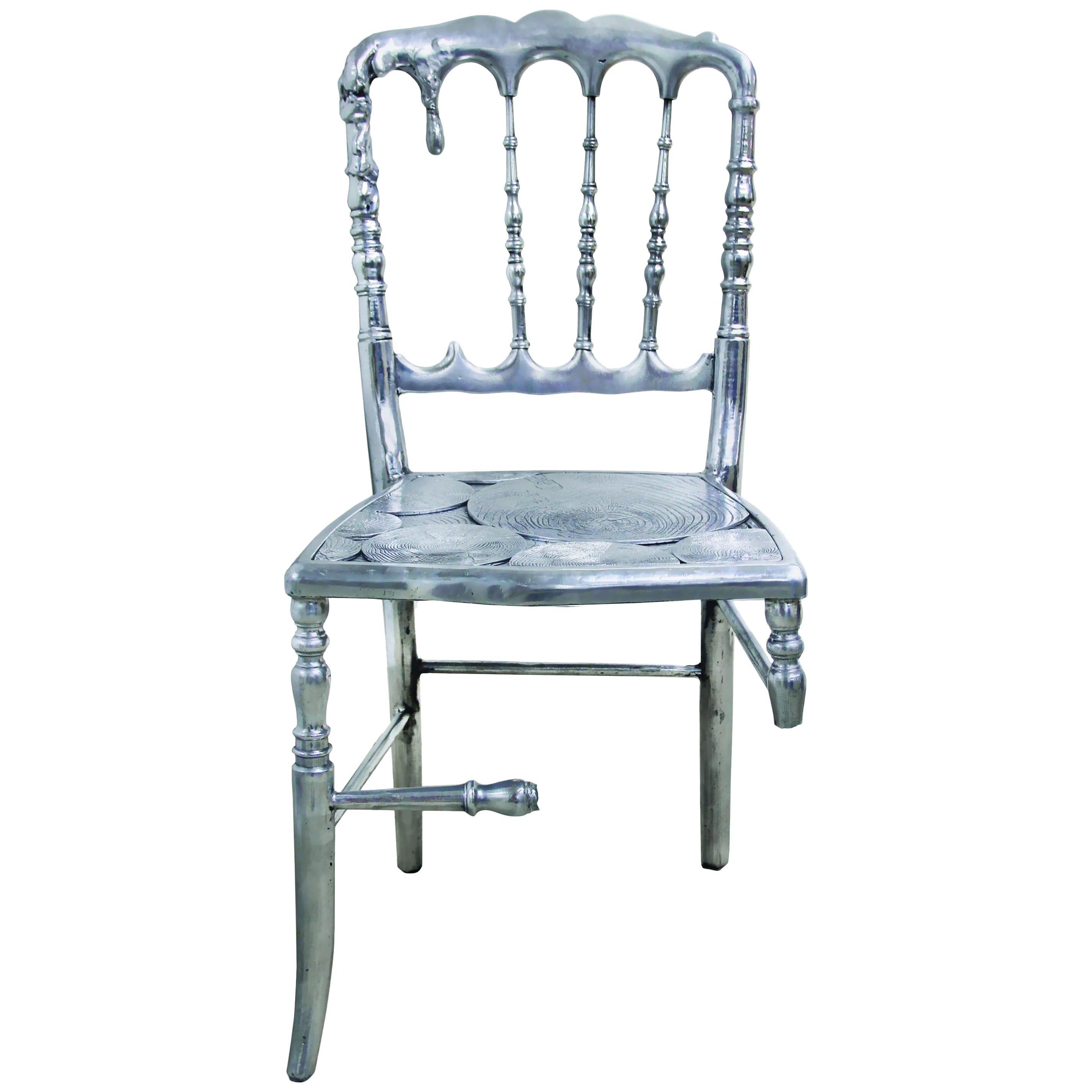 Emporium Dining Chair with Three in Polished Aluminum For Sale