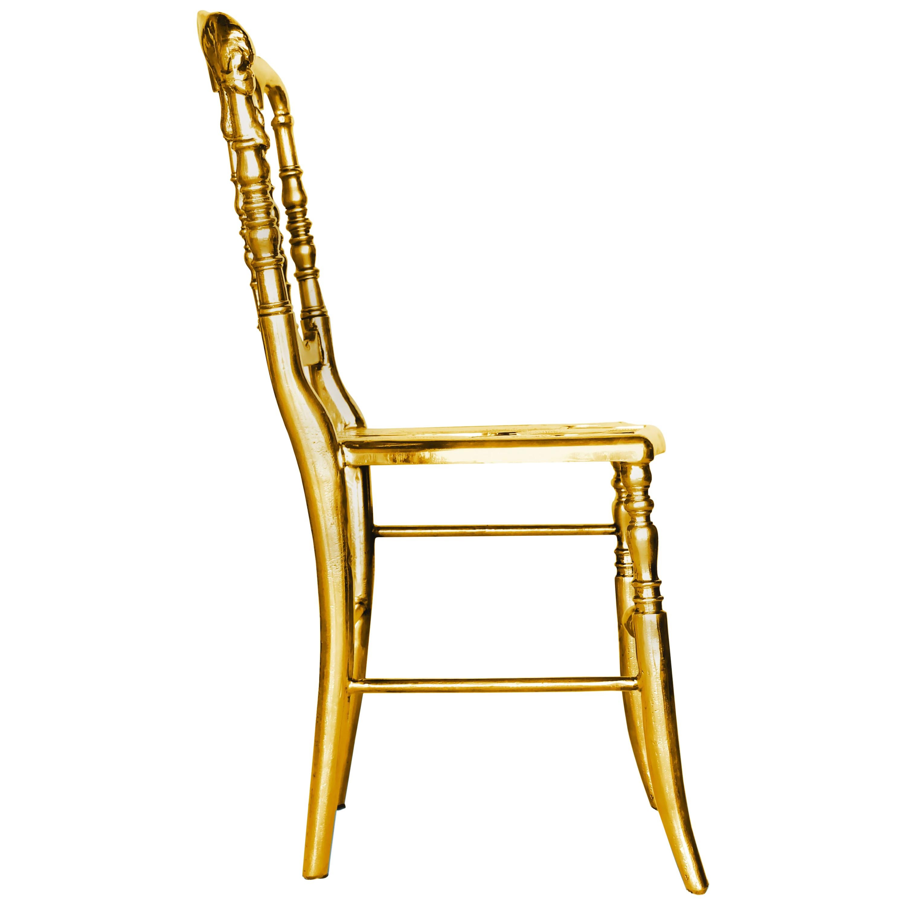 Emporium Dining Chair in Gold Painted Aluminum For Sale