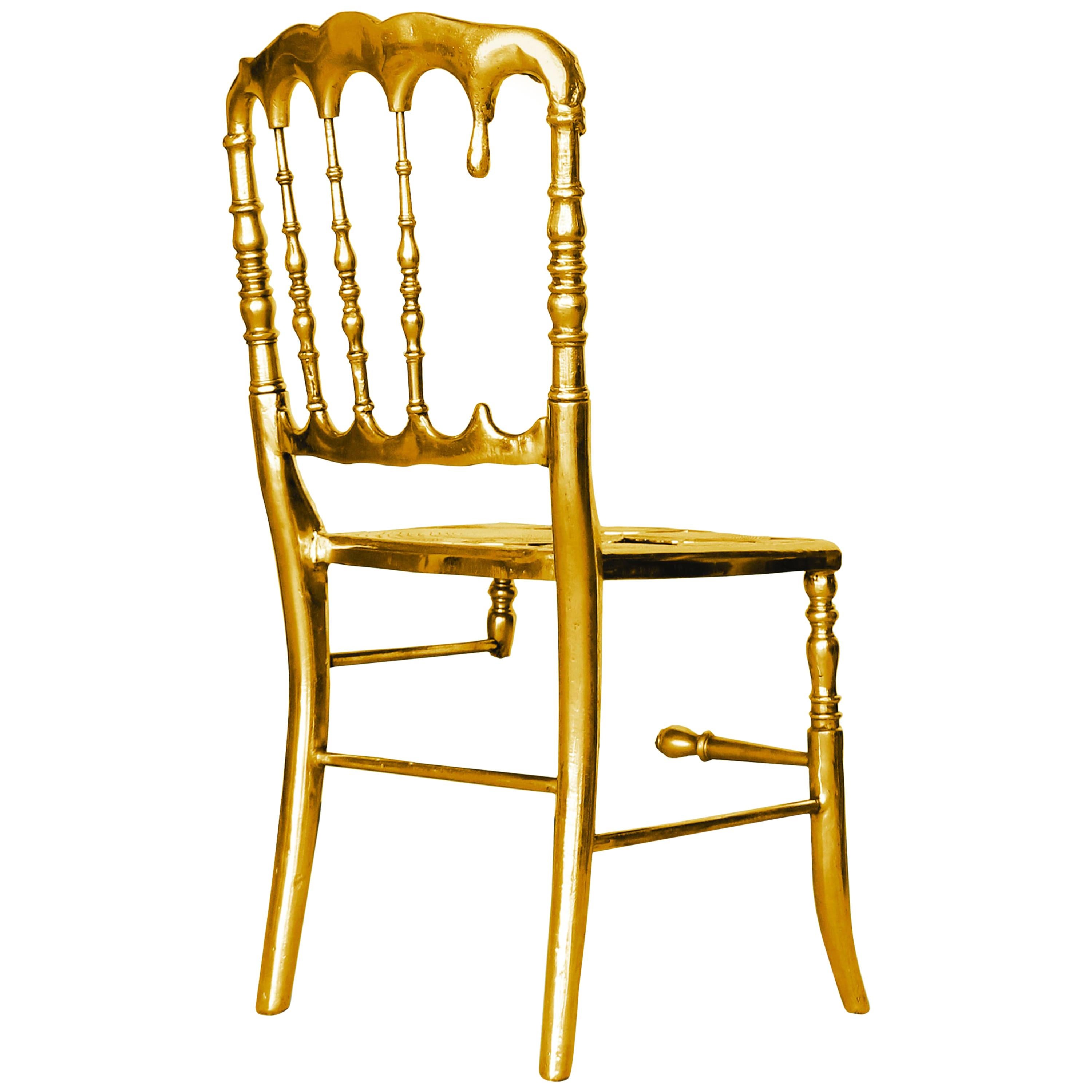 Emporium Dining Chair with Three in Gold Painted Aluminum For Sale