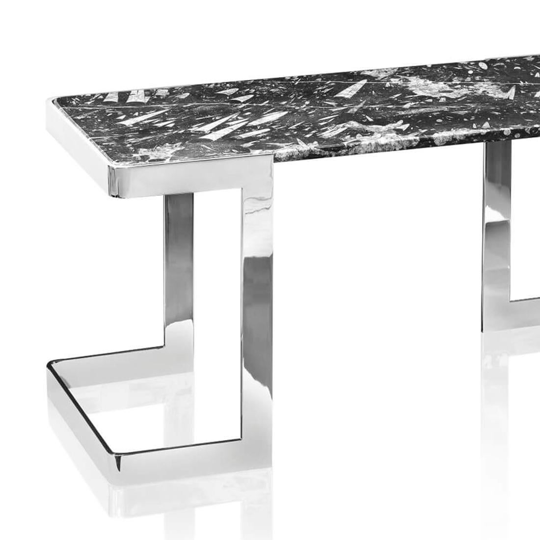 Console table Empreinte small
with structure in chrome finish
with marble top.