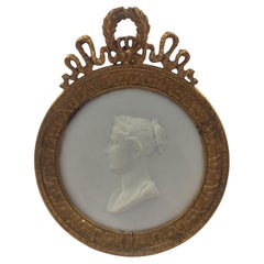 Empress Joséphine Medallion in Sevres Biscuit in a Gilded Bronze Frame