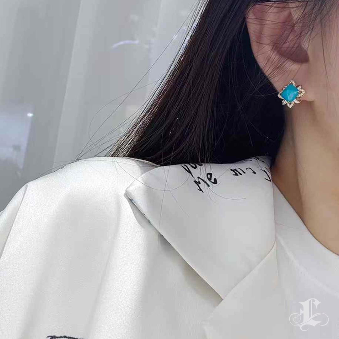 【Caelmare】Empress Turquoise Bloom Convertible Golden South Sea Pearl Earrings For Sale 6