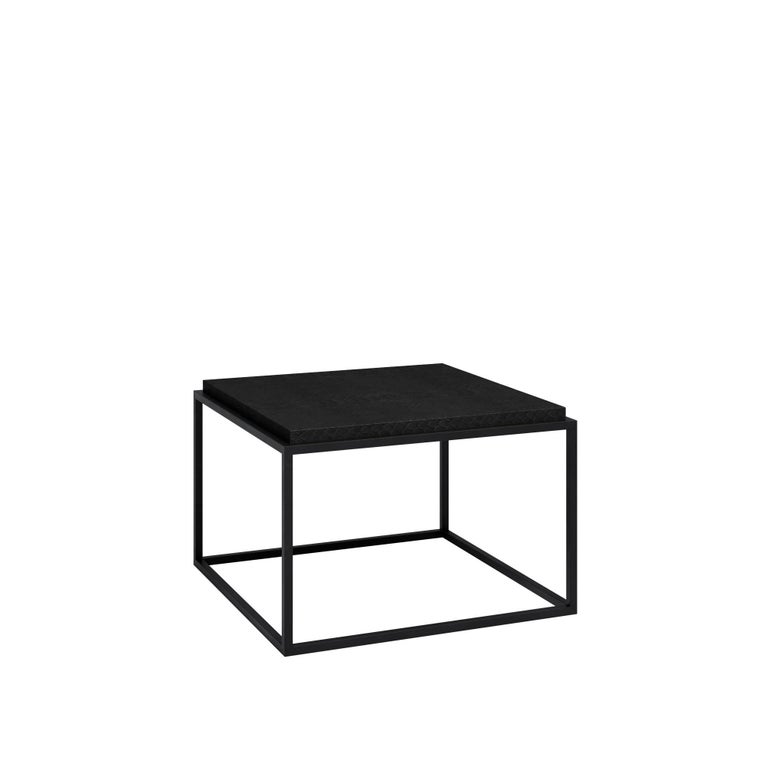 Empty Cube Side Table In Black Iron And Leather By Cristina Jorge De Carvalho For Sale At 1stdibs