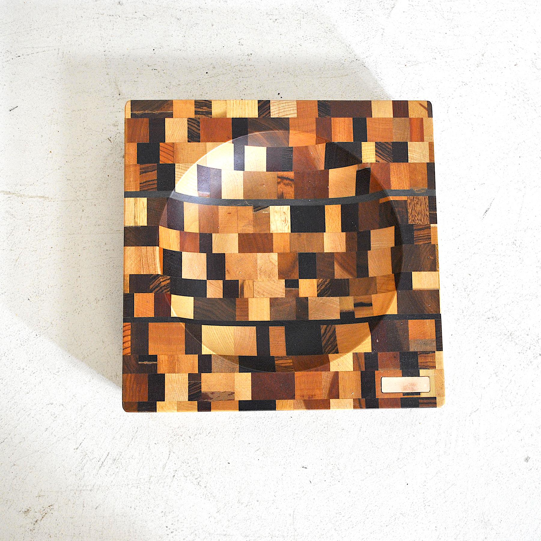 Empty Pockets in Wooden Mosaic from the 70's In Good Condition In bari, IT