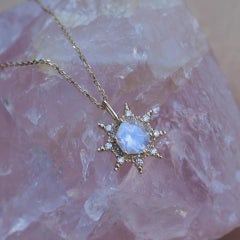 Empyrean Moonstone Charm in 14K Gold by Anastassia Sel Jewelry