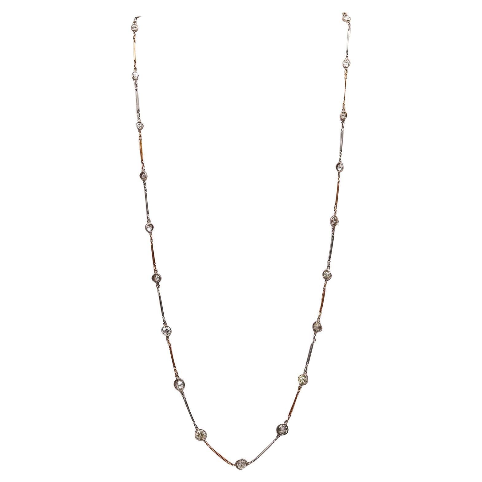 Emrich & Schorsch 1920 New York Graduated in Platinum and 18kt Gold with 4.42 Ct For Sale