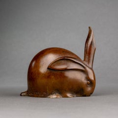 E.M.Sandoz : "Lapin oreille dressée", sculpture en bronze, fonte Susse Frères c.1930