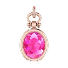 Emteem Certified 3.68 Carat Oval Pink Sapphire Pendant Necklace in 18K