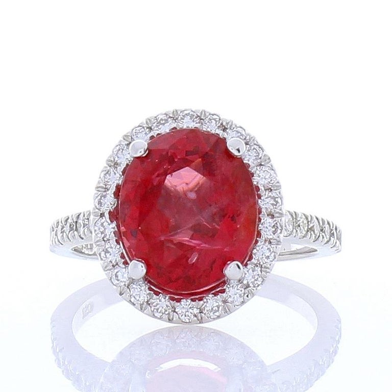 Emteen Lab Certified 4.99 Carat Oval Spinel and Diamond Cocktail Ring