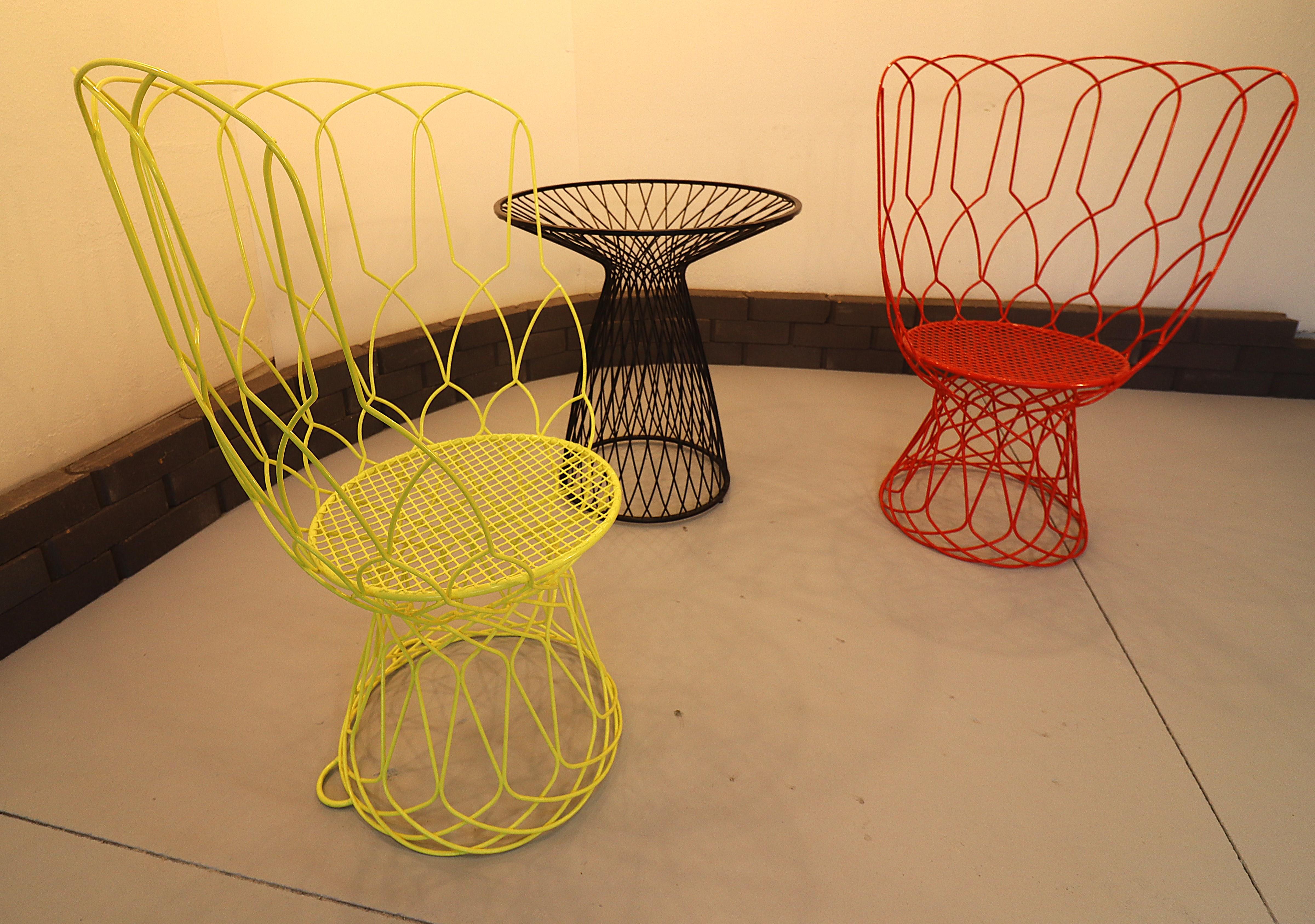 Contemporary Emu Re-trouvé Collection by Patricia Urquiola Two Chairs and Table For Sale
