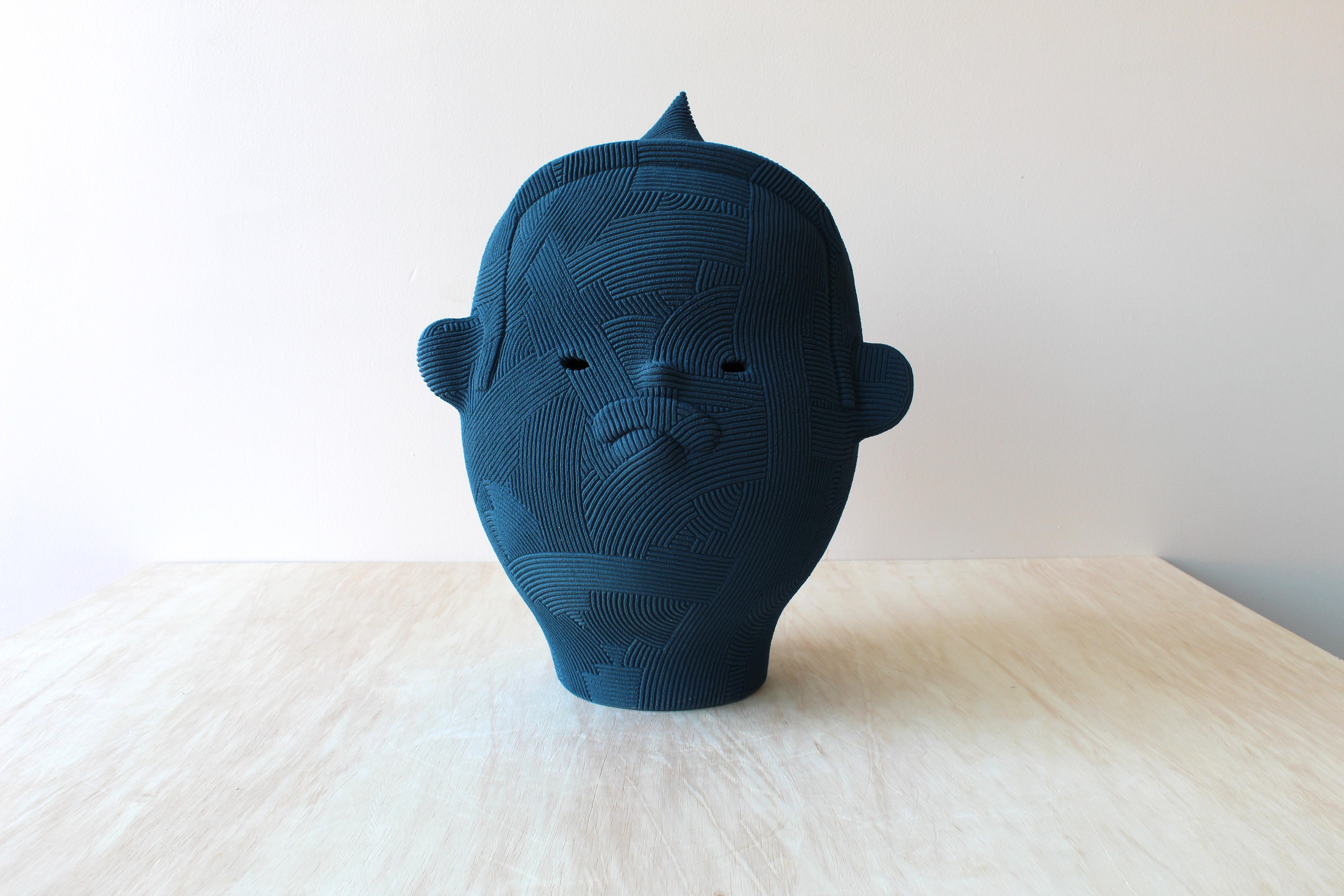 En Iwamura Figurative Sculpture - Dark Blue Head