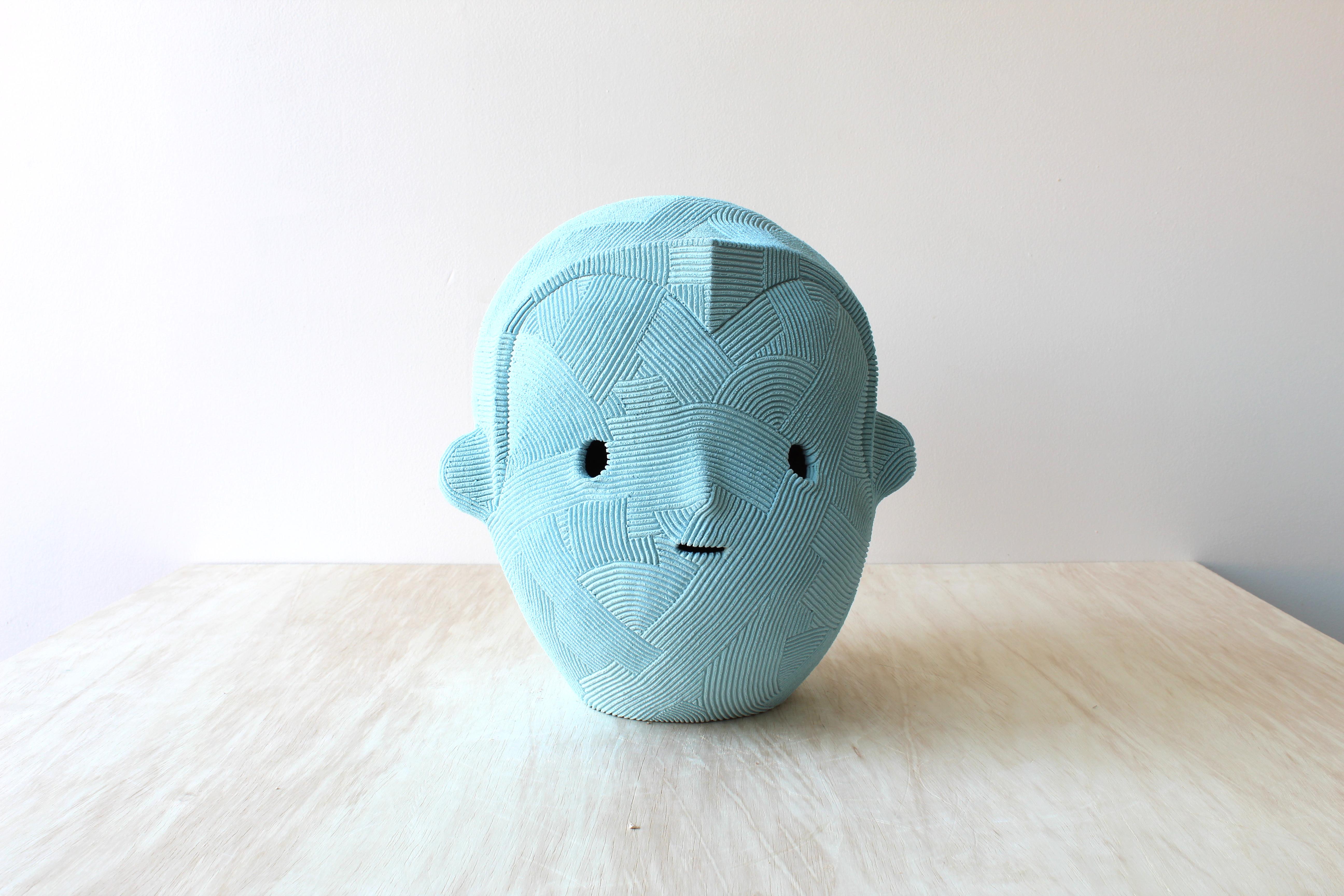 Ice Blue Head - Sculpture by En Iwamura