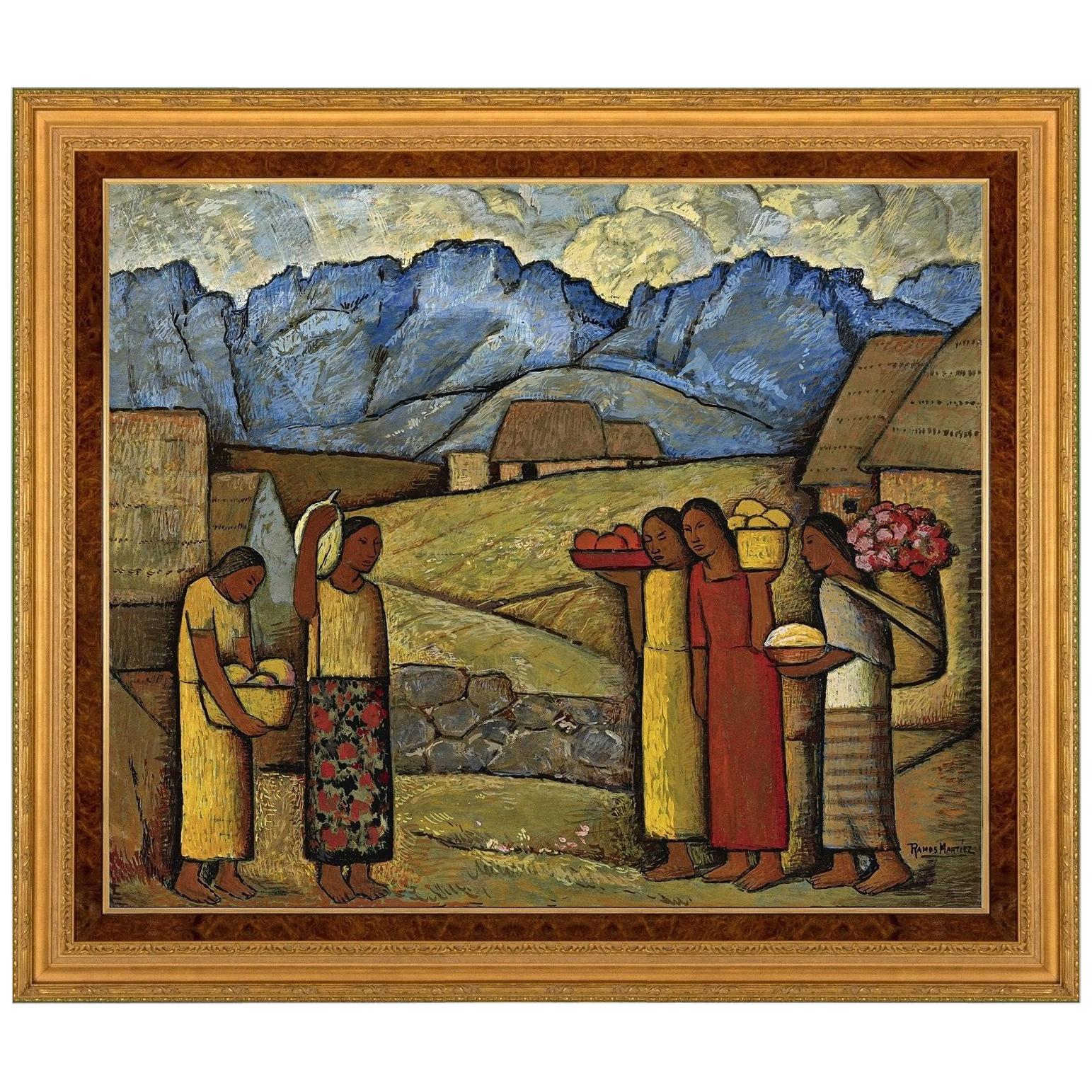En Mexico, After Oil Painting by Spanish Colonial Artist Alfredo Martínez For Sale