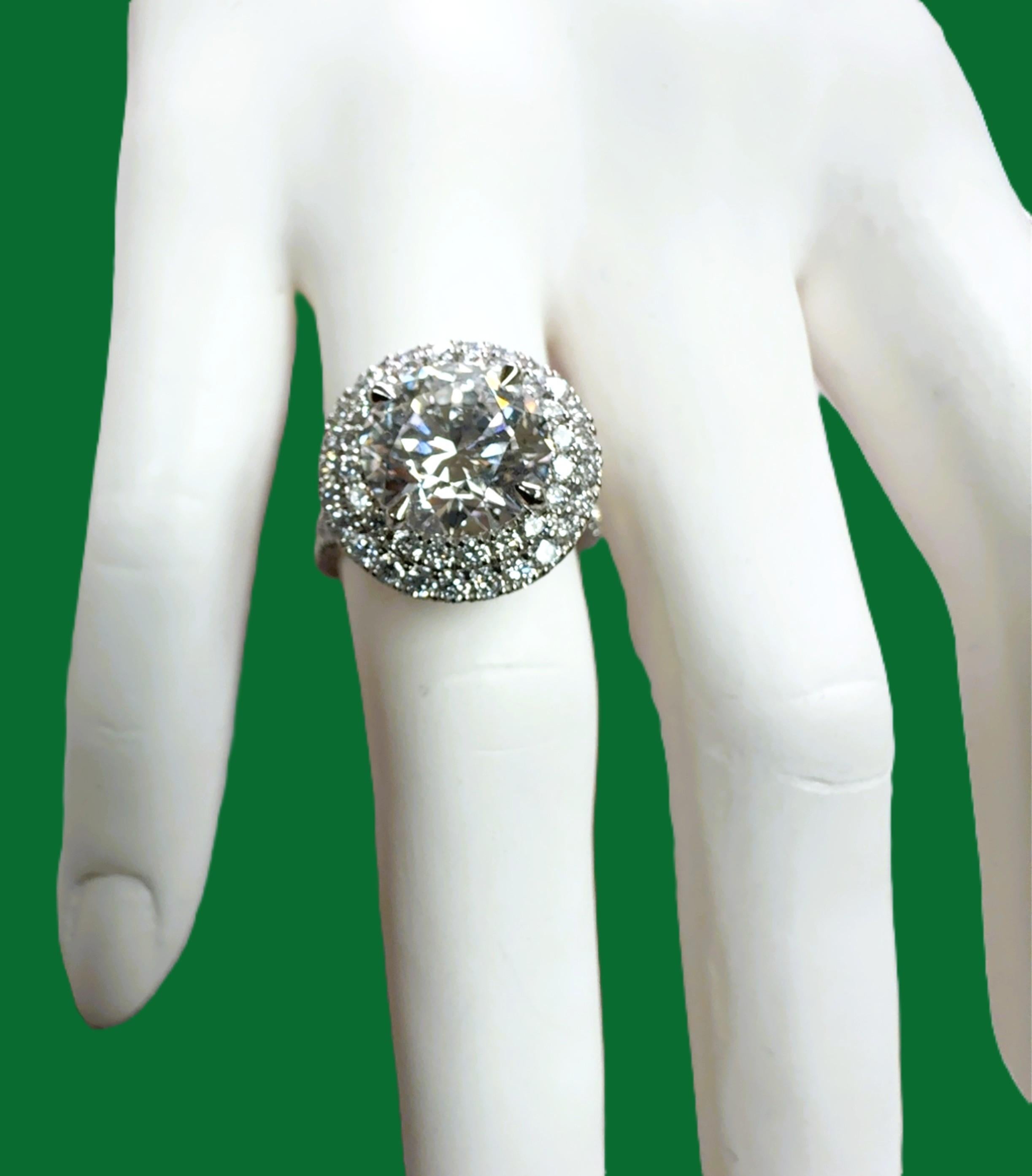 EN-RPLA - Élégante bague de fiançailles en platine avec diamant rond cultivé en laboratoire au centre Pour femmes en vente