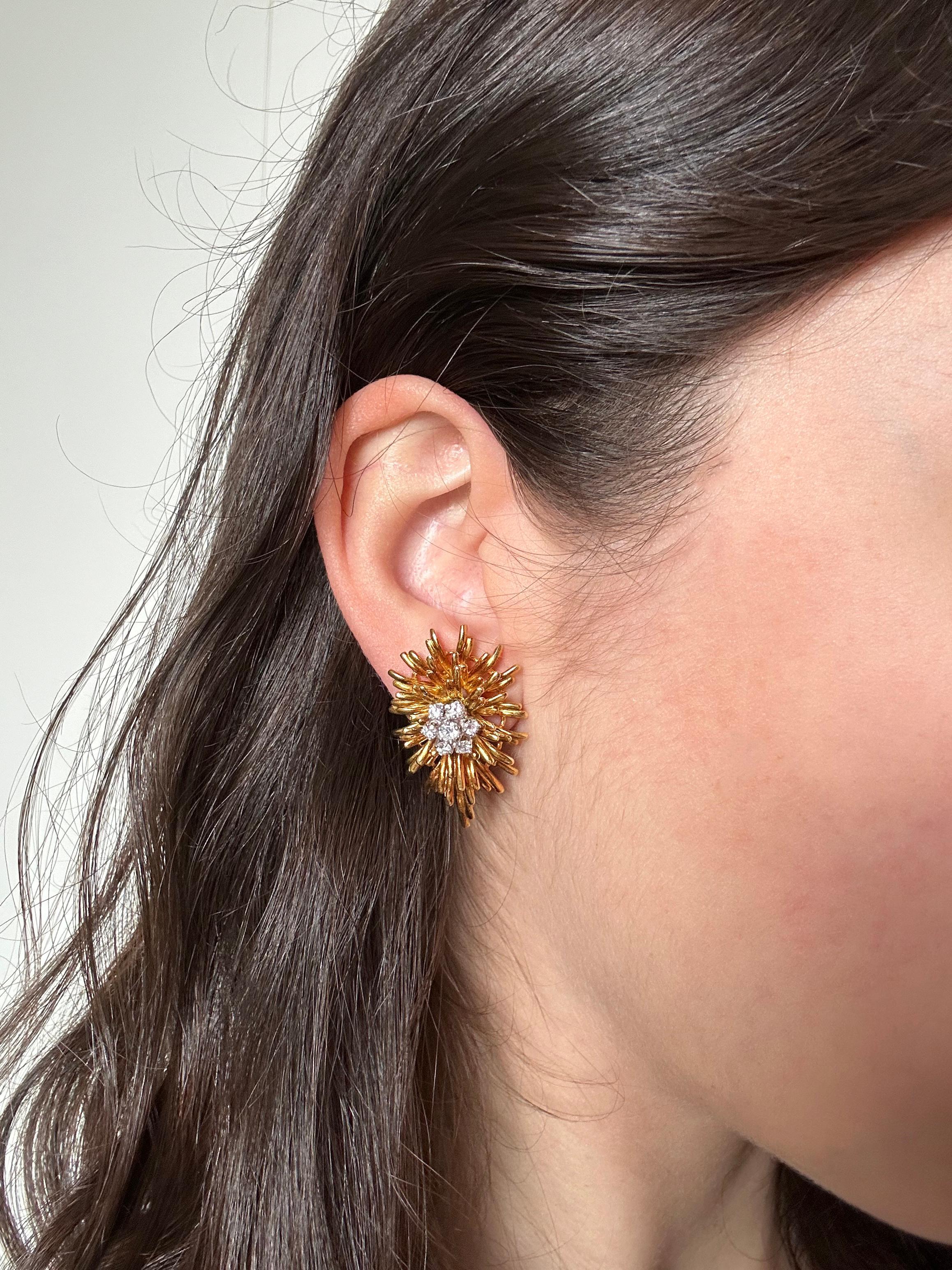 En Tremblant Estate 18K Gelbgold Diamant Starburst Ohrclips 1