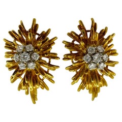 En Tremblant Estate 18K Gelbgold Diamant Starburst Ohrclips
