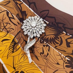 En Tremblant Platinum 16.00 Carat Diamond Flower Brooch