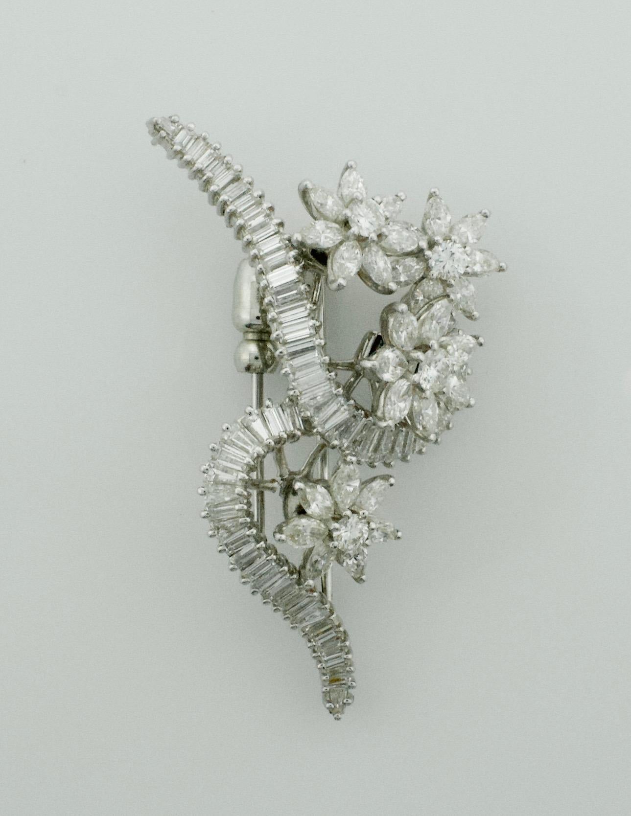 En Tremblant Broche en platine avec diamants de 6,40 carats, c. 1950 en vente 3