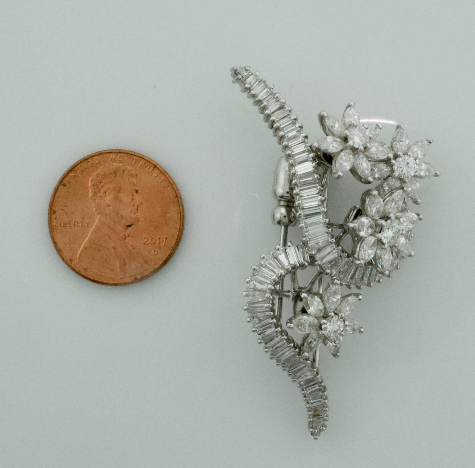 En Tremblant Broche en platine avec diamants de 6,40 carats, c. 1950 en vente 4