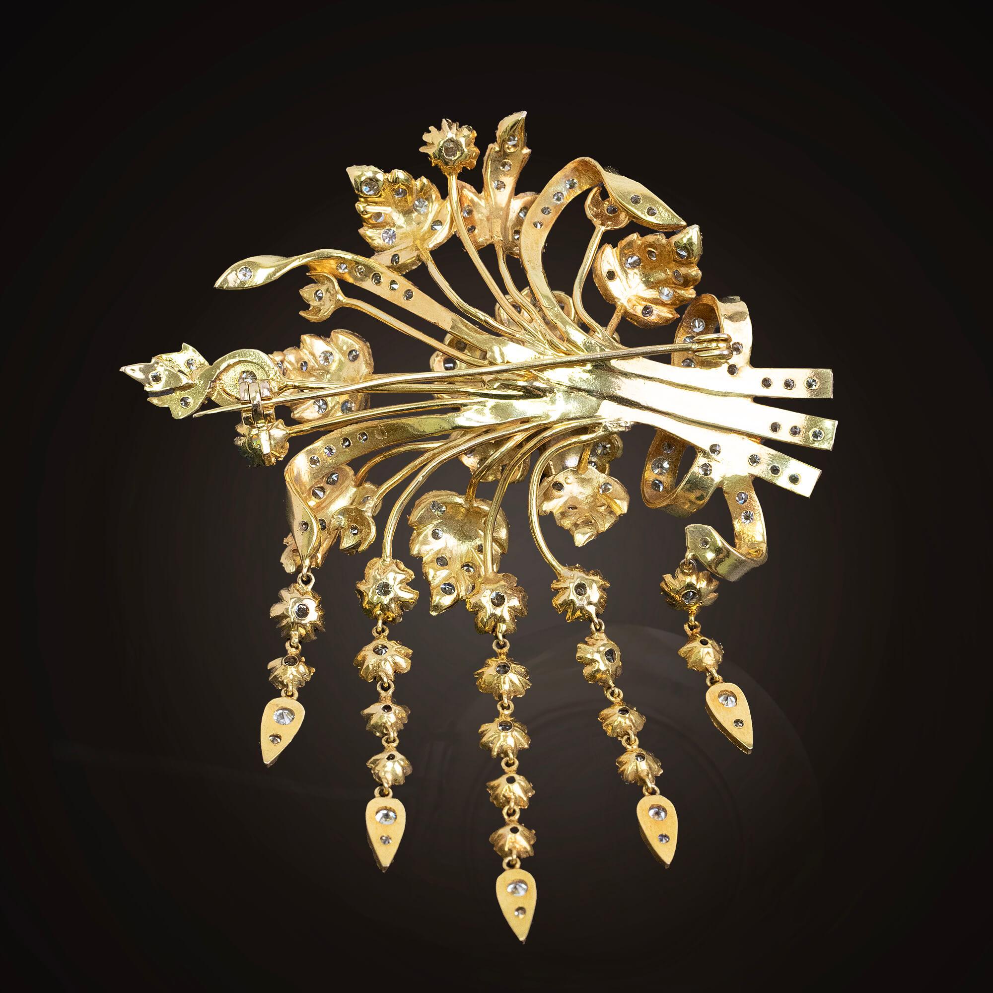 Belle Époque Broche en diamant de style En Tremblant Circa 1980 en vente