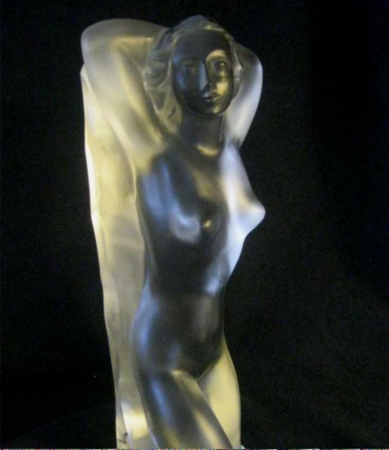 Czech Ena Rottenberg Glass Sculpture, 1937, Nude Figure “Modell” For Sale