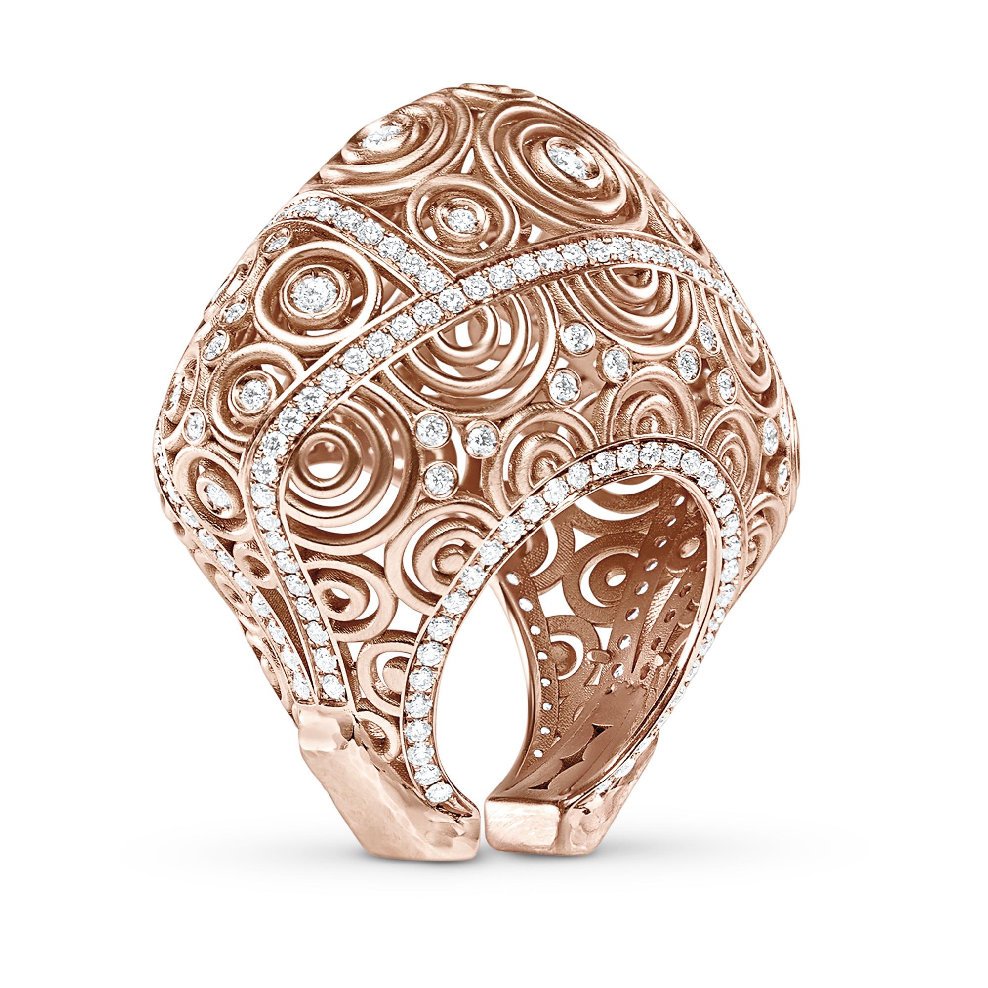 3.19 Carat Diamond 25 gr 18k Rose Gold Cocktail Ring

This magnificent ring is made of 18k rose gold, Set with 3.19 carats white GVS diamonds embedded within a series of architectural circles. Total gold weight: 25 grams.

Please contact us before