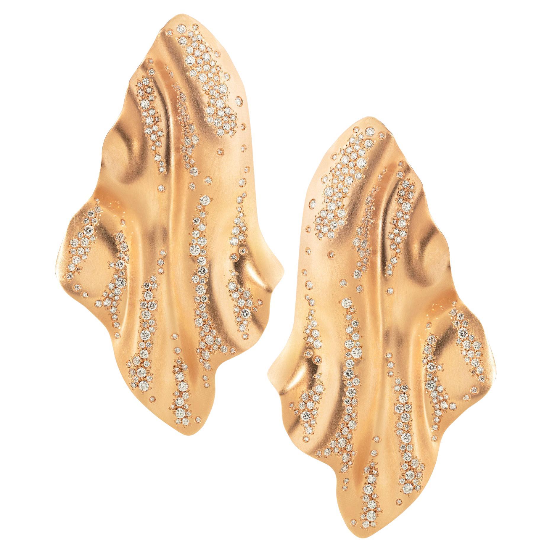 Enairo 18k Rose Gold Diamonds Drop Earrings