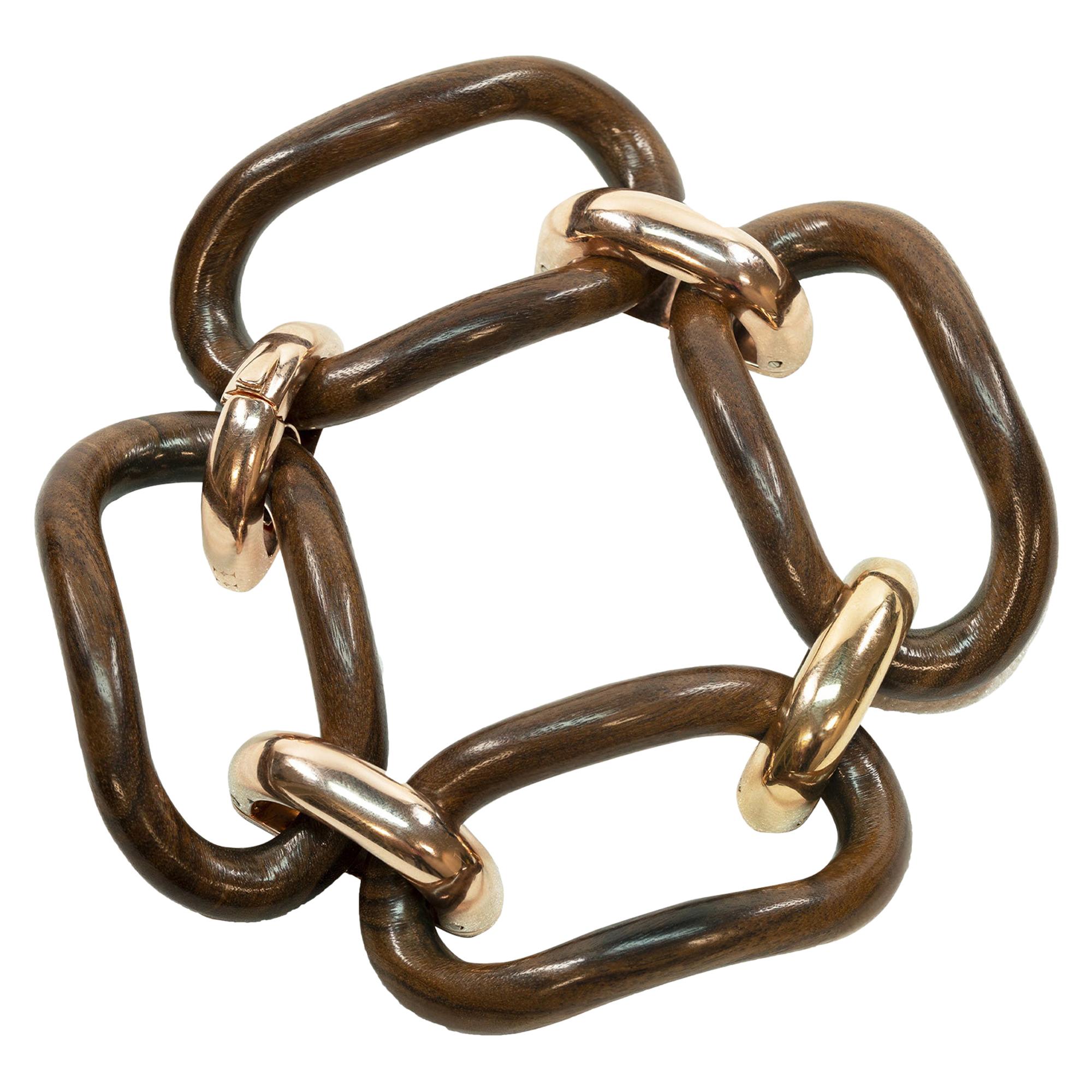 Enairo 18k Rose Gold Rosewood Chain Bracelet For Sale
