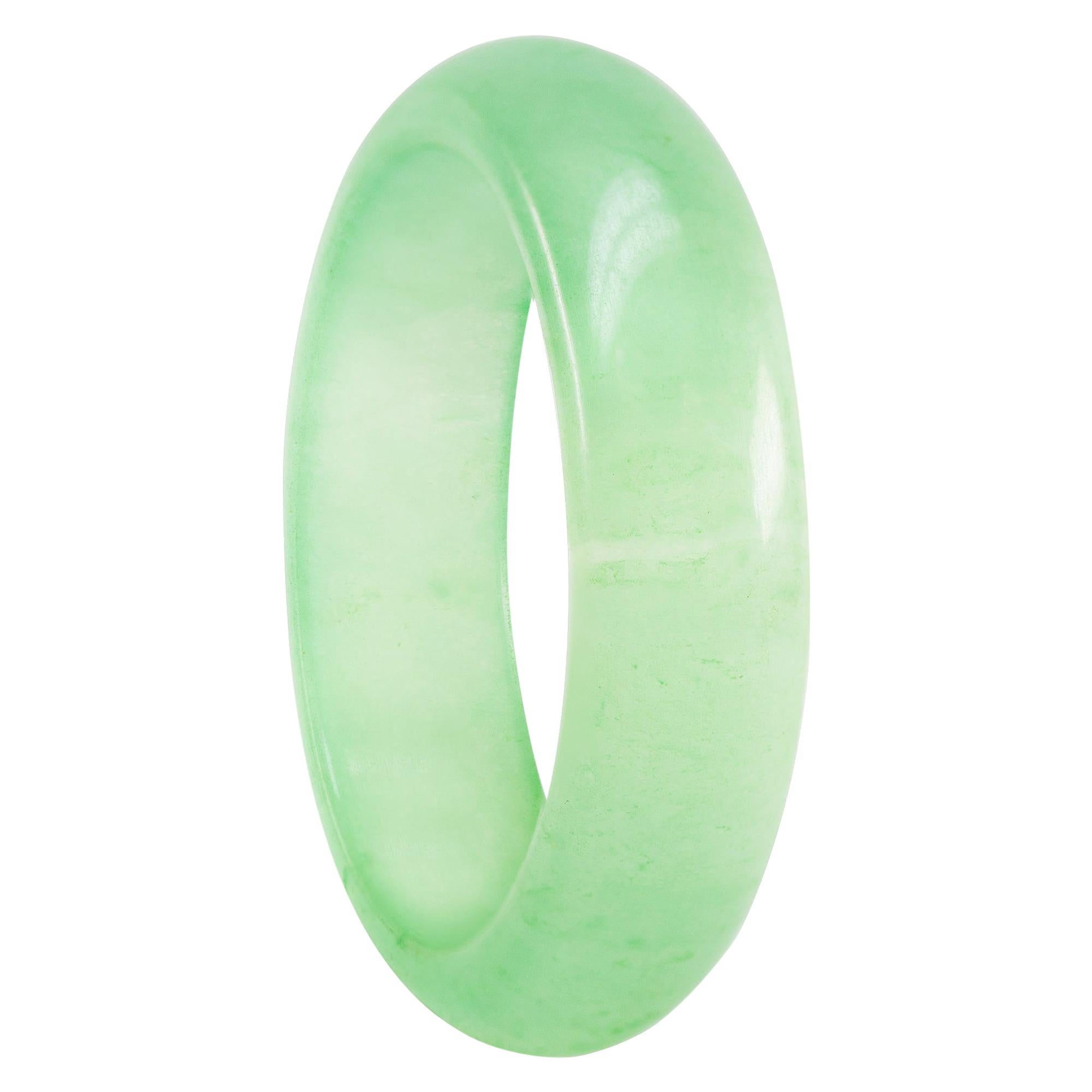 Enairo Light ice Green Jade Bangle For Sale