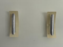 Enamaled Metal and Chrome Head Pair of Wall Lamps by Reggiani, 1960s, Italy