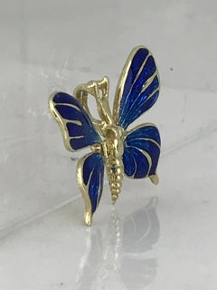 Enamel 14 Karat Yellow Butterfly, Midcentury, circa 1960 Pendant